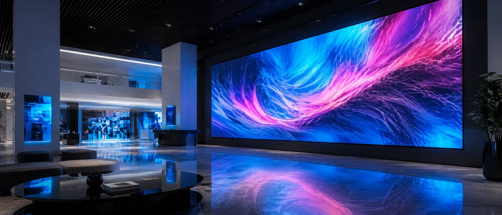 Pantalla LED interior espectacular en un showroom premium